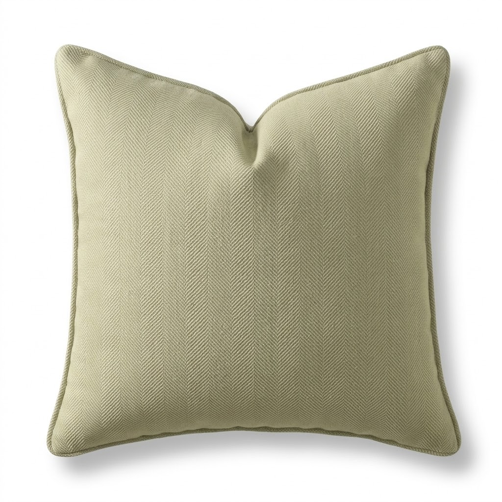 Herringbone-patterned sofa cushion