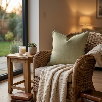 Herringbone-patterned sofa cushion